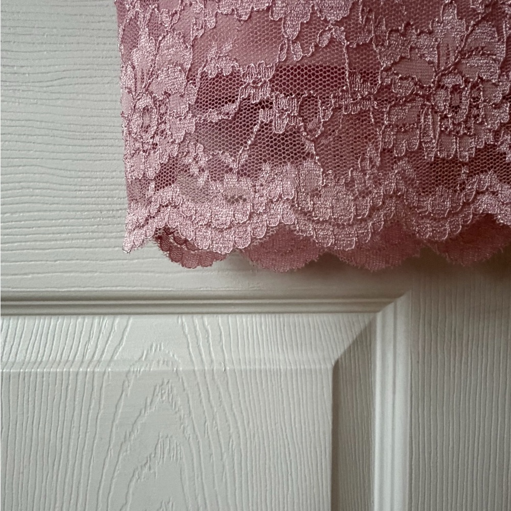 Laura Midi Dress Soft Pink Lace Floral Overlay Scalloped Bottom Chiffon Cape 12 - Picture 3 of 7